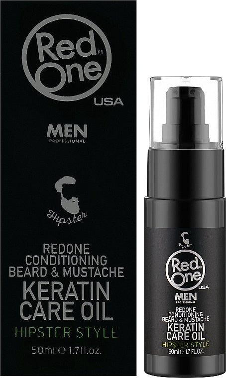 REDONE BEARD & MUSTACHE OIL - OLIO BARBA MULTIUSO (PRE-RASATURA / MODELLANTE BARBA LUNGA) KERATIN 50ML